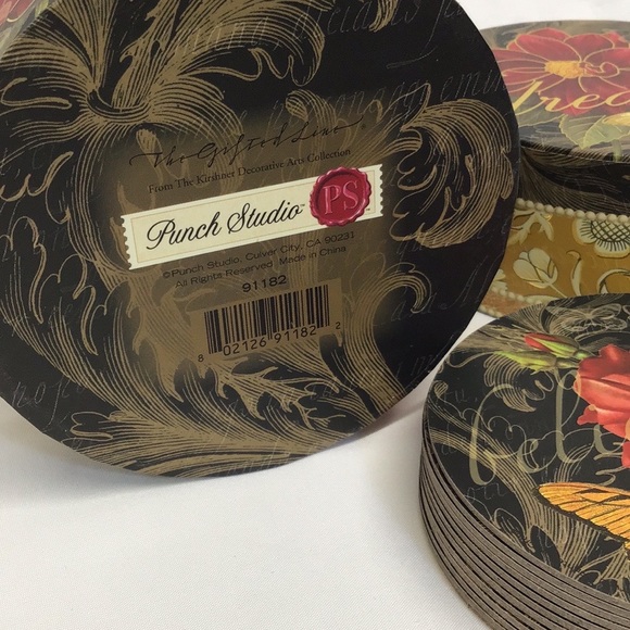 Vintage Punch Studio coasters box set Dream Believe Flower Butterfly gold 12pc - Picture 2 of 9
